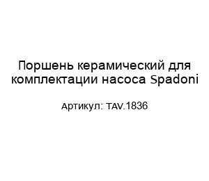 Поршень керамический для комплектации насоса Spadoni TAV.1836