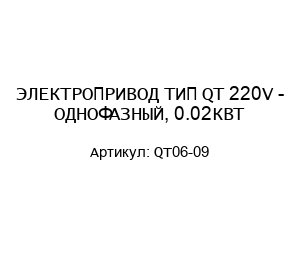ЭЛЕКТРОПРИВОД ТИП QT 220V - ОДНОФАЗНЫЙ, 0.02КВТ QT06-09