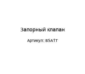Запорный клапан BSA1T