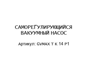 САМОРЕГУЛИРУЮЩИЙСЯ ВАКУУМНЫЙ НАСОС GVMAX T K 14 P1