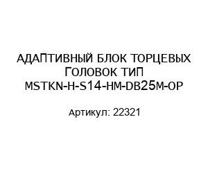 АДАПТИВНЫЙ БЛОК ТОРЦЕВЫХ ГОЛОВОК ТИП MSTKN-H-S14-HM-DB25M-OP 22321