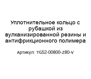 Уплотнительное кольцо с рубашкой из вулканизированной резины и антифрикционного полимера TG52-00800-Z80-V