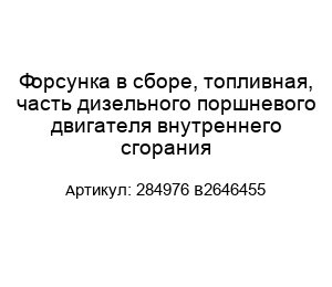 Форсунка в сборе, топливная, часть дизельного поршневого двигателя внутреннего сгорания 284976 B2646455