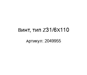Винт, тип Z31/6X110 2049955