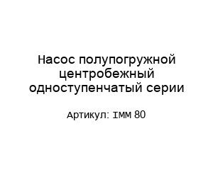 Насос полупогружной центробежный одноступенчатый серии IMM 80