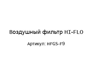 Воздушный фильтр HI-FLO HFGS-F9