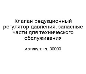 Клапан редукционный регулятор давления, запасные части для технического обслуживания PL 30000