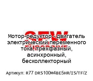 Мотор-редуктор - двигатель электрический переменного тока, трехфазный, асинхронный, бесколлекторный R77 DRS100M4BE5HR/IS/TF/Z