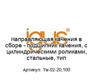 Направляющая качения в сборе - подшипник качения, с цилиндрическими роликами, стальные, тип TW-02-20,100