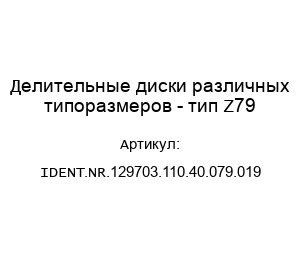 Делительные диски различных типоразмеров - тип Z79 IDENT.NR.129703.110.40.079.019