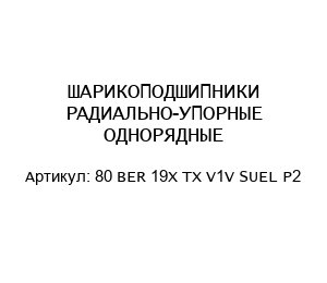 ШАРИКОПОДШИПНИКИ РАДИАЛЬНО-УПОРНЫЕ ОДНОРЯДНЫЕ 80 BER 19X TX V1V SUEL P2