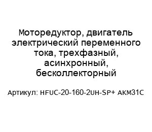 Моторедуктор, двигатель электрический переменного тока, трехфазный, асинхронный, бесколлекторный HFUC-20-160-2UH-SP+ AKM31C