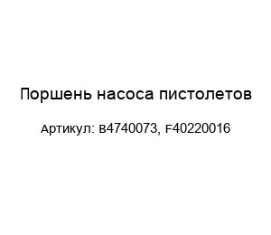 Поршень насоса пистолетов B4740073, F40220016